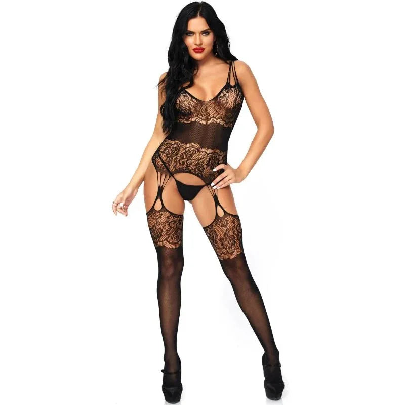 LEG AVENUE - STRAPPY ROSE BODYSTOCKING, EINE GRÖSSE - Vanelion Paradise