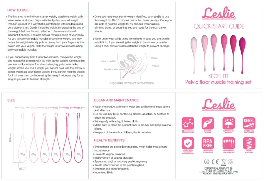 LESLIE - KEGEL FIT PELVIC MUSCLE TRAINING SET 6 STÜCKE - Vanelion Paradise