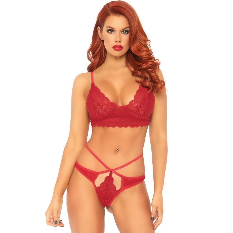 LEG AVENUE - 2-TEILIGES SET, SPITZEN-BRALET UND TANGA S/M