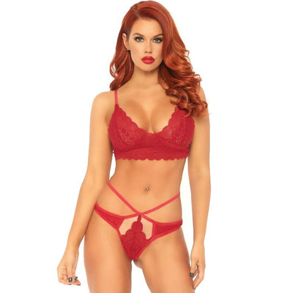 LEG AVENUE - 2-TEILIGES SET, SPITZEN-BRALET UND TANGA S/M