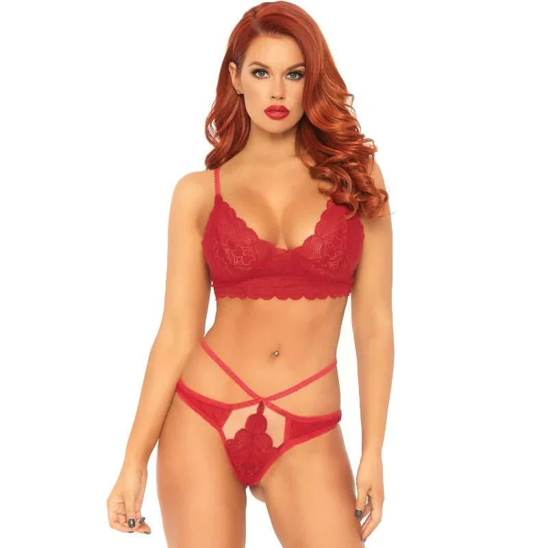 LEG AVENUE - 2-TEILIGES SET, SPITZEN-BRALET UND TANGA S/M - Vanelion Paradise