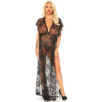 LEG AVENUE - 2-TEILIGES SET, KAFTEN-ROBE AUS SPITZE UND TANGA S/M - Vanelion Paradise