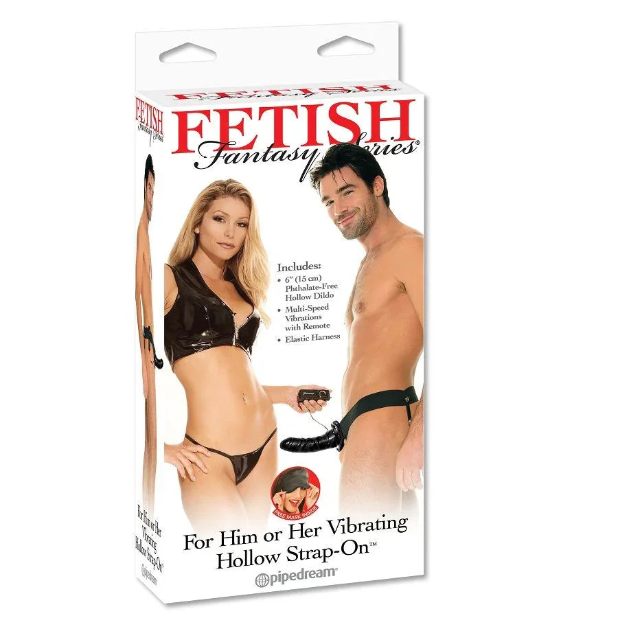 FETISH FANTASY SERIES - VIBRIERENDER HOHL-STRAP-ON FÜR SIE ODER IHN, SCHWARZ - Vanelion Paradise