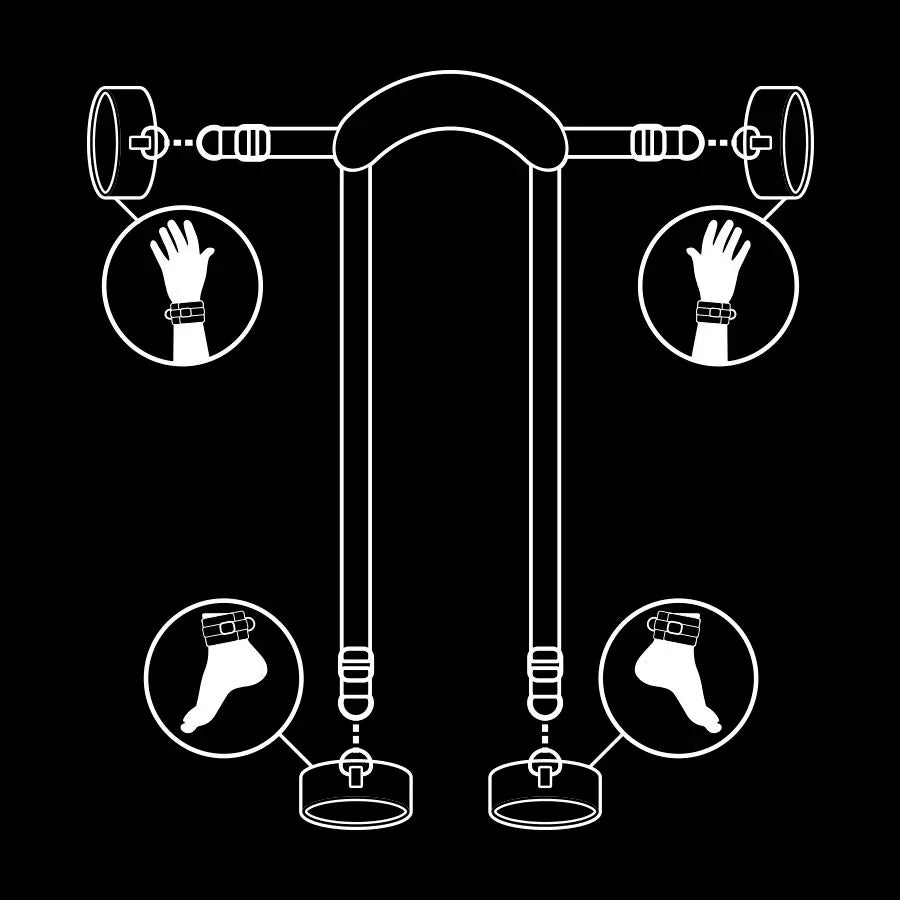 FETISH SUBMISSIVE Master-Position Set – veganes Leder & 4 Neopren-Fesseln - Vanelion Paradise