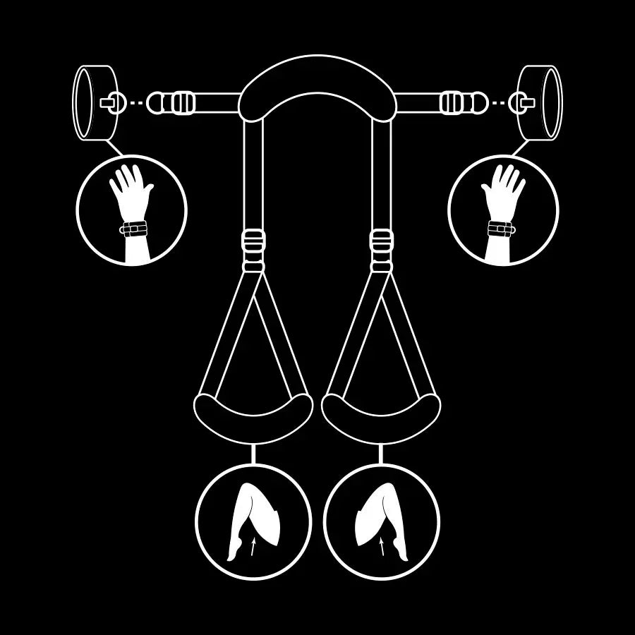 FETISH SUBMISSIVE - POSITION MIT OFFENEN BEINEN UND HANDSCHELLEN MIT NEOPREN-FUTTER - Vanelion Paradise