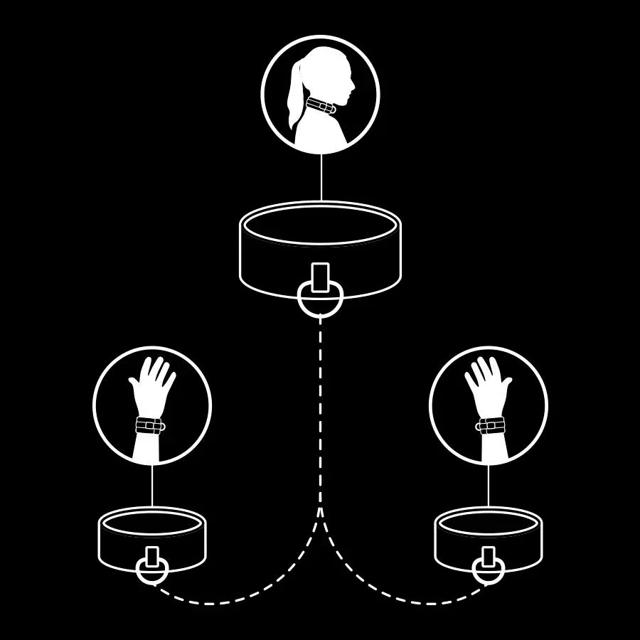 FETISH SUBMISSIVE Halsband & Handschellen – veganes Leder, Neopren, nickelfrei - Vanelion Paradise