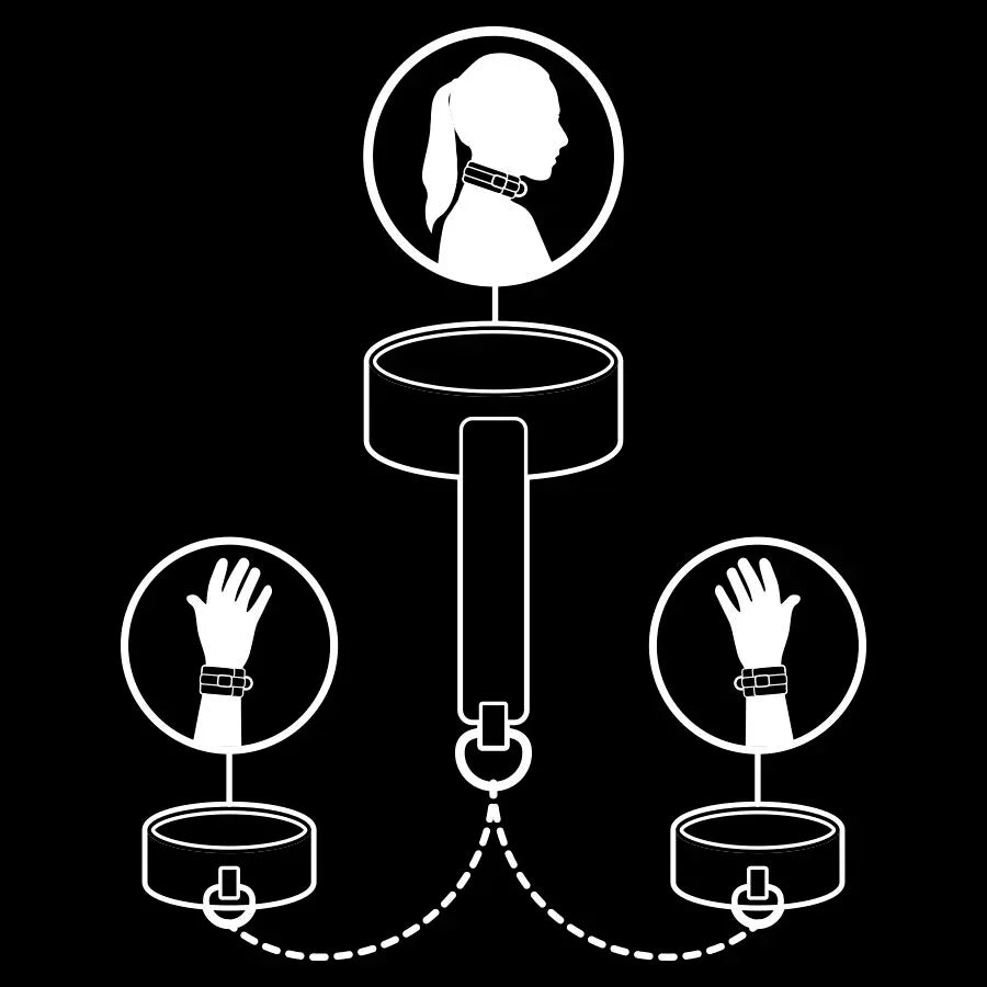 FETISH SUBMISSIVE - HALSKETTE UND HANDSCHELLEN AUS VEGANEM LEDER MIT NEOPREN-FUTTER - Vanelion Paradise