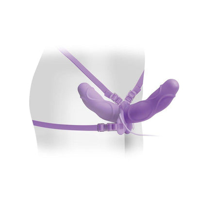 FETISH FANTASY ELITE - VIBRIERENDE DOPPELTE DELIGHT STRAP-ON PURPLE