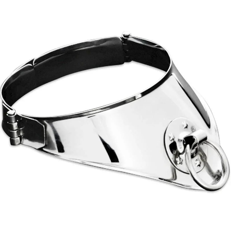 METAL HARD - FESTHALTUNGSHALSBAND MIT RING UND VORHÄNGESCHLOSS 12,5 CM - Vanelion Paradise