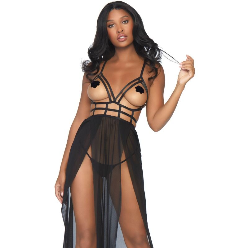 LEG AVENUE - CAGE MAXIKLEID UND TANGA S/M