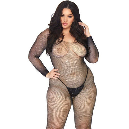 LEG AVENUE - CRYTALIZED NET BODY STOCKING 1X-2X