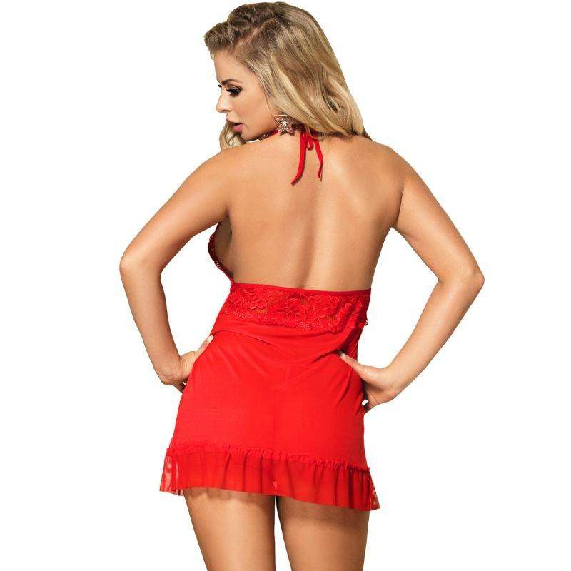 SUBBLIME - BABYDOLL RED FLORAL MOTIVS IN BRÜSTEN S / M. - Vanelion Paradise