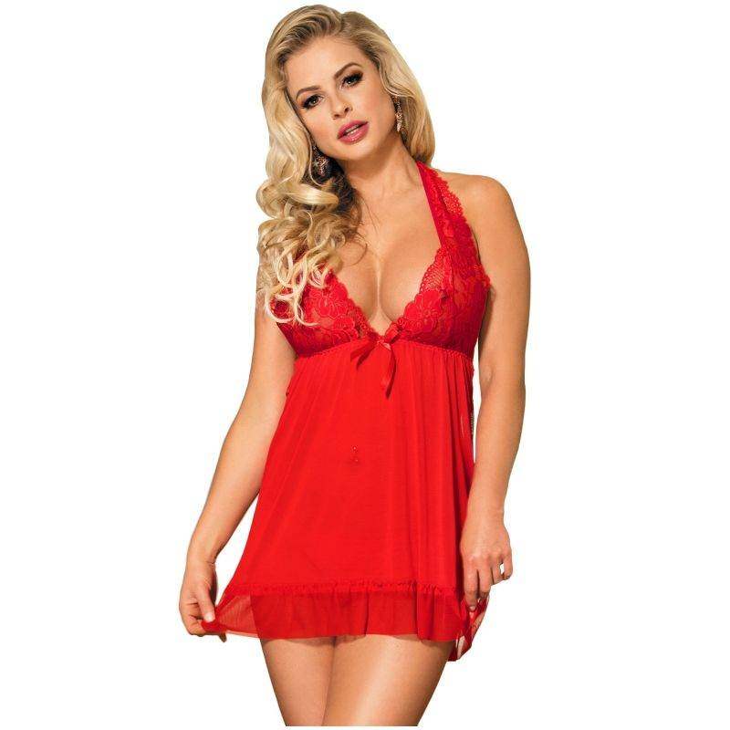 SUBBLIME - BABYDOLL RED FLORAL MOTIVS IN BRÜSTEN S / M. - Vanelion Paradise