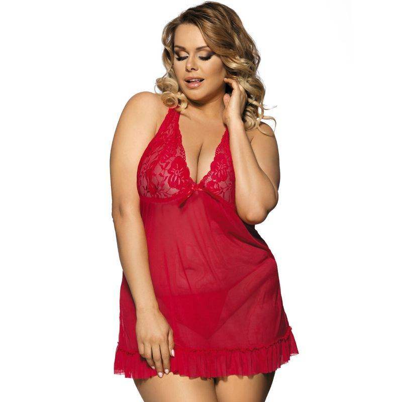 SUBBLIME - QUEEN PLUS ROTE BABYDOLL BLUMENMOTIVE IN BRUST - Vanelion Paradise