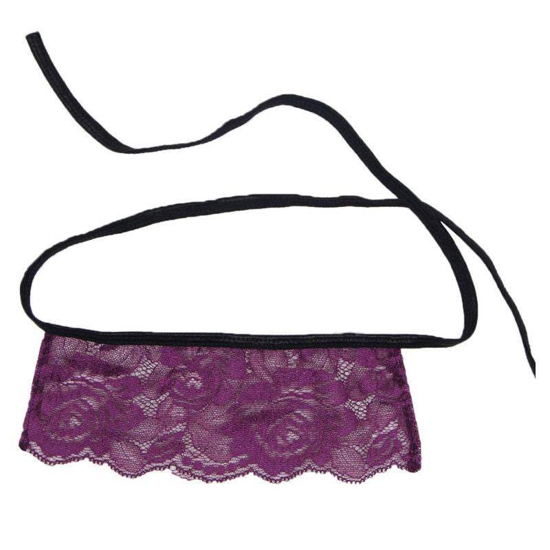 SUBBLIME - CORSET THONG UND BLINDFOLD SCHWARZ UND LILA S / M. - Vanelion Paradise