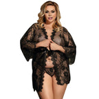 SUBBLIME - QUEEN PLUS LACE PEIGNOIR FLARED SLEEVES - Vanelion Paradise