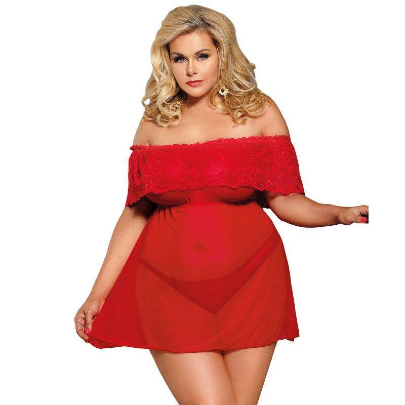 SUBBLIME - QUEEN PLUS KURZES KLEID + THONG ROT - Vanelion Paradise