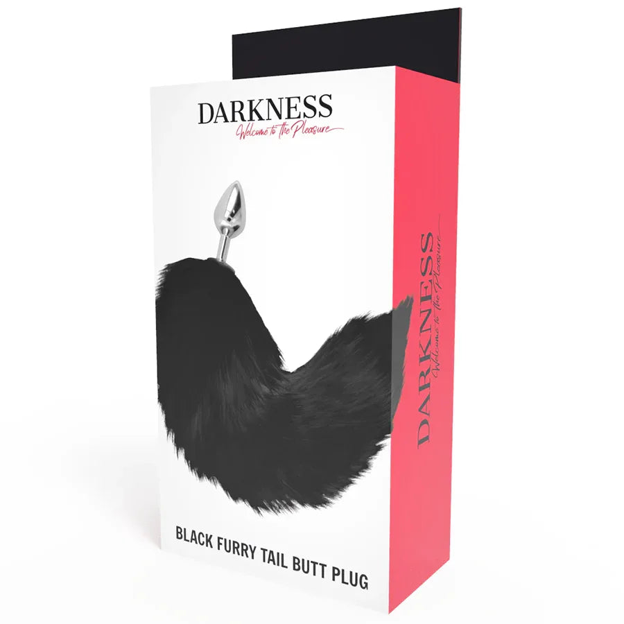 DARKNESS - SILBERNER ANALPLUG 8 CM MIT SCHWARZEM SCHWANZ - Vanelion Paradise