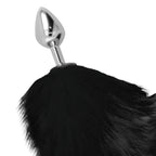 DARKNESS - SILBERNER ANALPLUG 8 CM MIT SCHWARZEM SCHWANZ - Vanelion Paradise