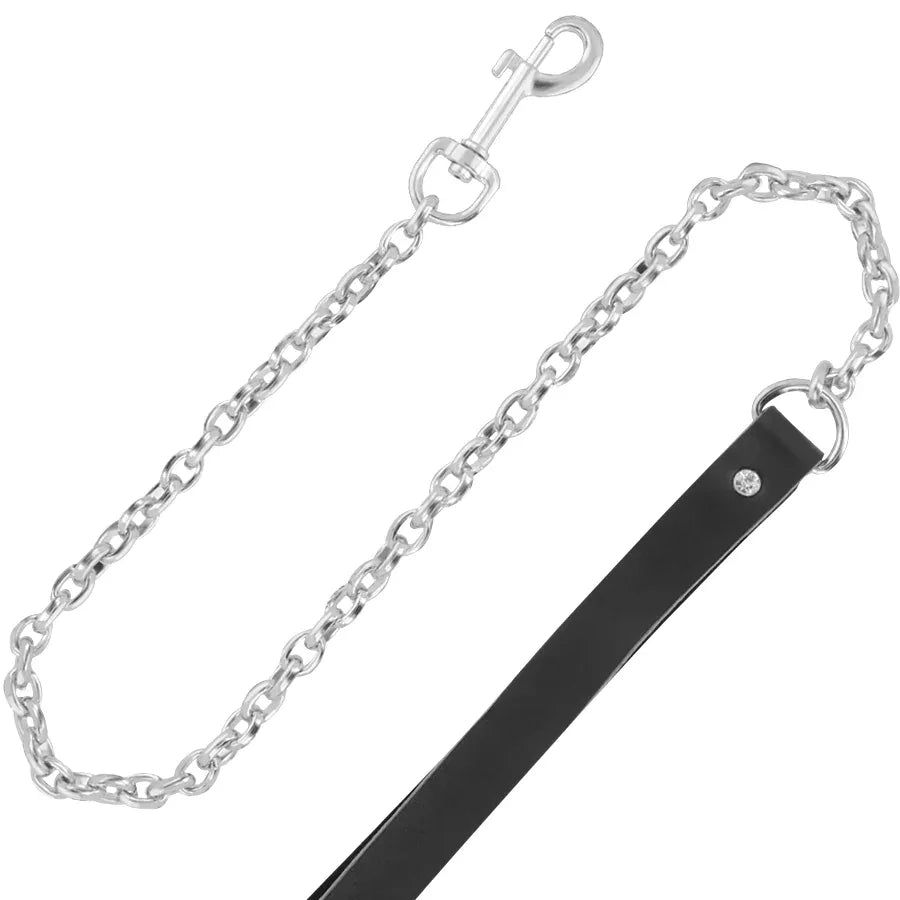 DARKNESS - HOCHWERTIGE LEDER-HALSKETTE MIT LEINE - Vanelion Paradise