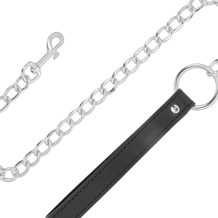 DARKNESS - WEICHE LEDER-HALSKETTE MIT KETTE - Vanelion Paradise