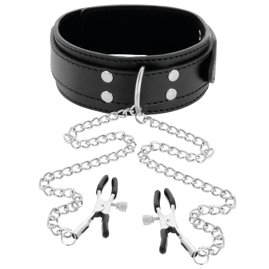 DARKNESS - HALSBAND MIT NIPPELKLAMMERN SCHWARZ - Vanelion Paradise