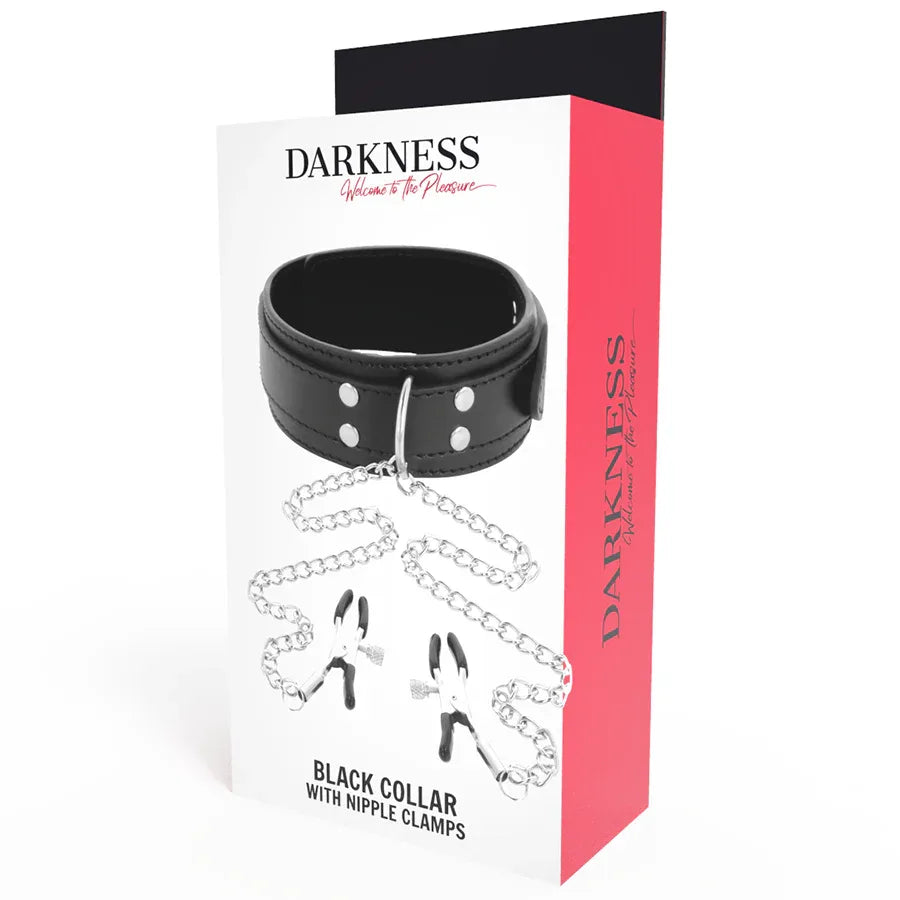 DARKNESS - HALSBAND MIT NIPPELKLAMMERN SCHWARZ - Vanelion Paradise