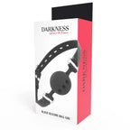 DARKNESS - SCHWARZER ATMUNGSAKTIVER SILIKON-KNEBEL - Vanelion Paradise