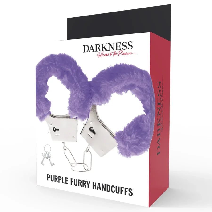 DARKNESS - HANDSCHELLEN AUS METALL MIT LILA GEFÜTTERT - Vanelion Paradise