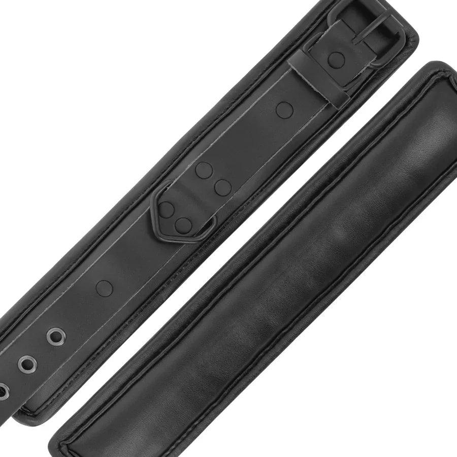 DARKNESS - VERSTELLBARE KNÖCHEL-HANDSCHELLEN AUS SCHWARZEM LEDER - Vanelion Paradise