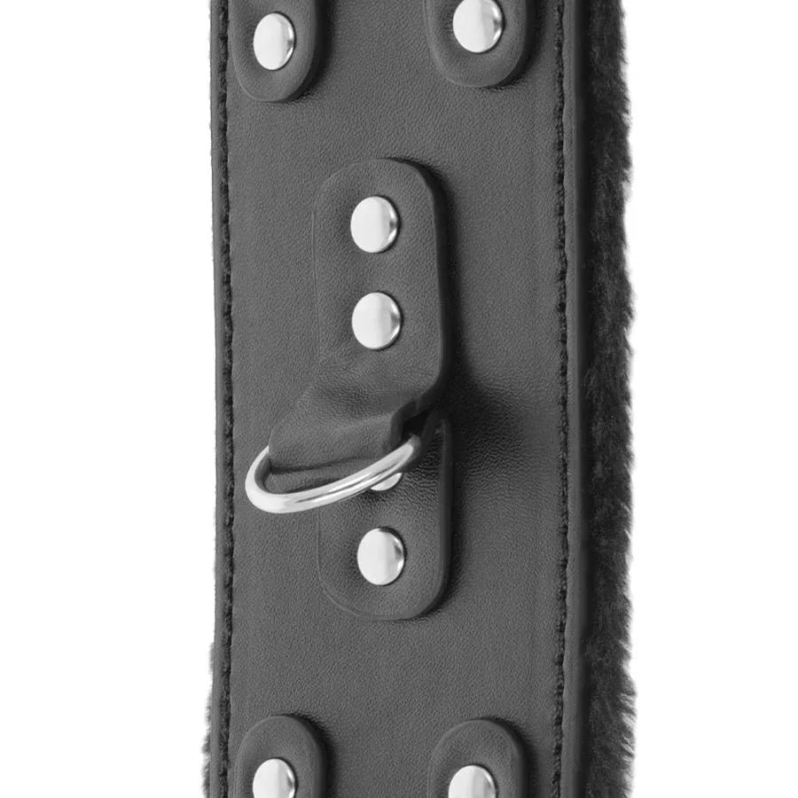 DARKNESS - SCHWARZE, VERSTELLBARE LEDERHANDSCHELLEN MIT FUTTER - Vanelion Paradise