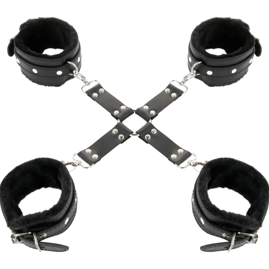 DARKNESS - LEDERHANDSCHELLEN FÜR FÜSSE UND HÄNDE SCHWARZ - Vanelion Paradise