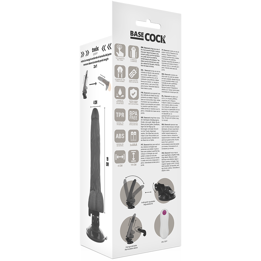 BASECOCK - REALISTISCHER VIBRATOR MIT FERNBEDIENUNG NATÜRLICH 19 CM -O- 4 CM