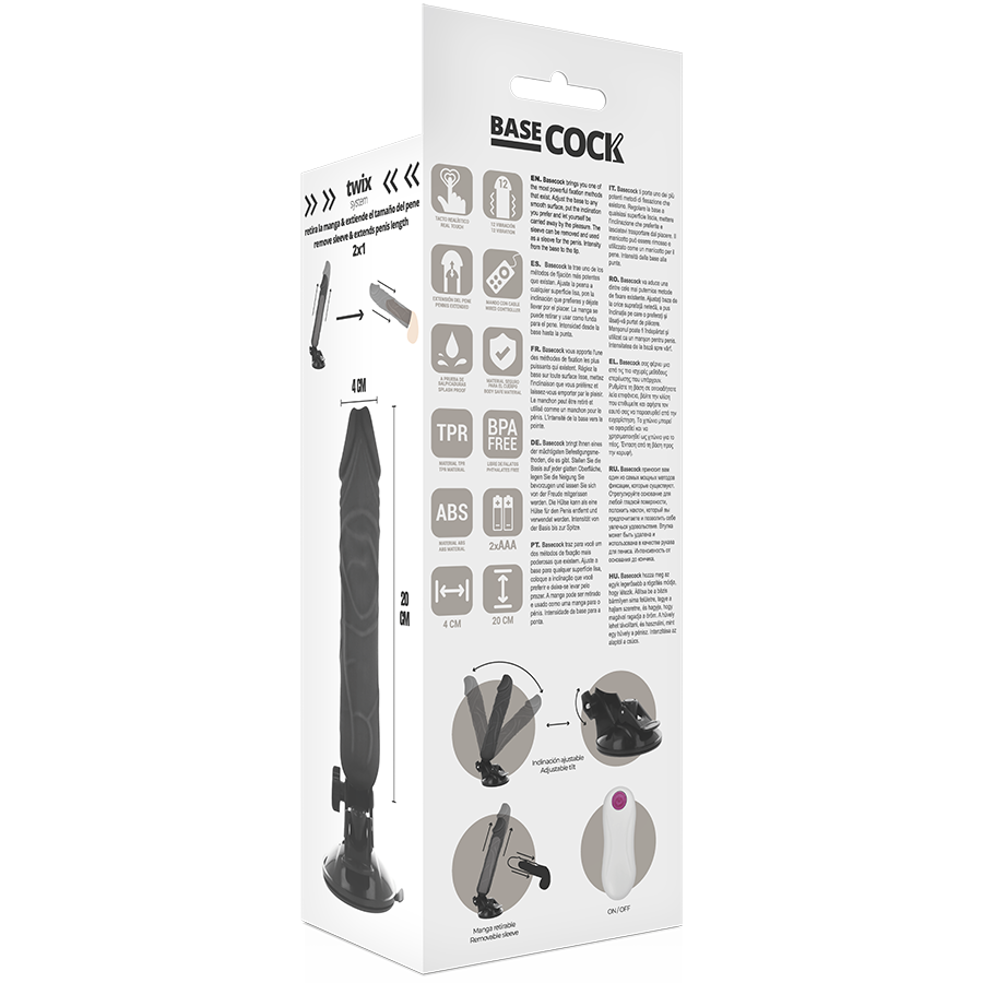 BASECOCK - REALISTISCHER NATÜRLICHER FERNBEDIENUNGSVIBRATOR 20 CM -O- 4 CM