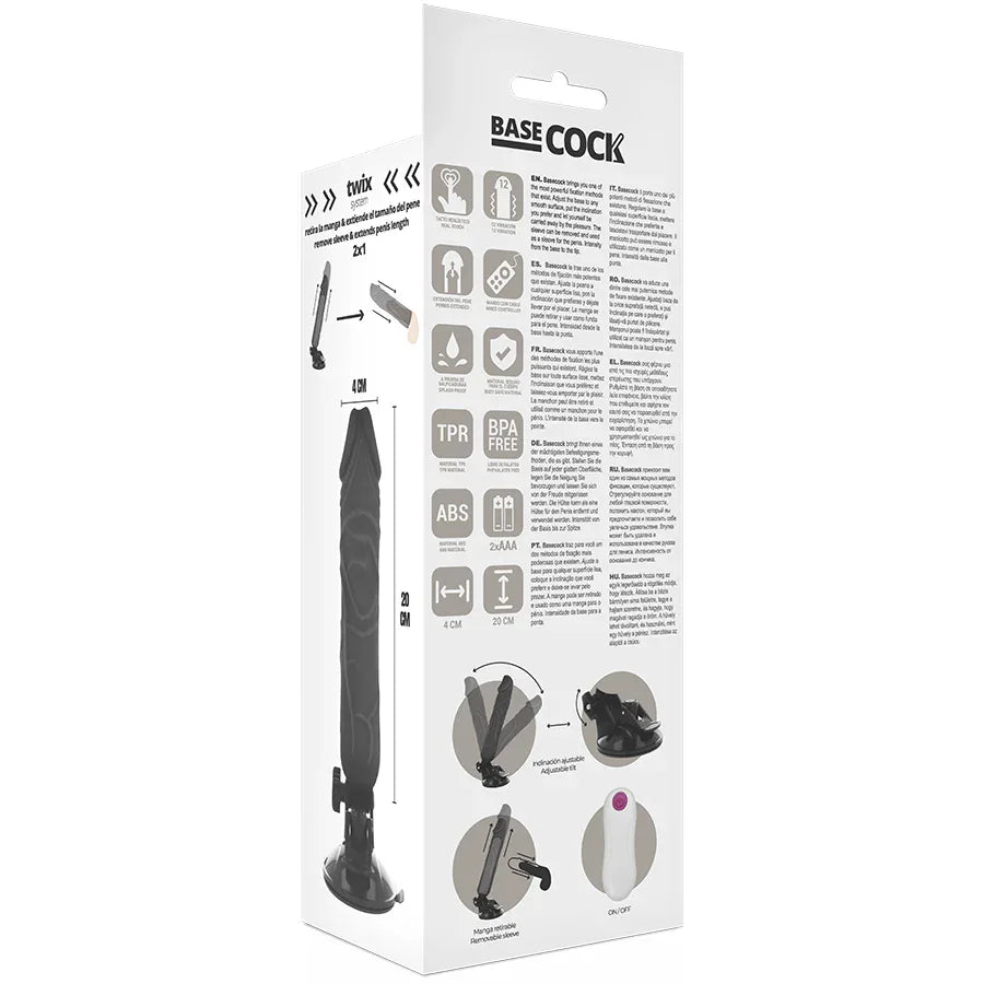 BASECOCK - REALISTISCHER NATÜRLICHER FERNBEDIENUNGSVIBRATOR 20 CM -O- 4 CM - Vanelion Paradise