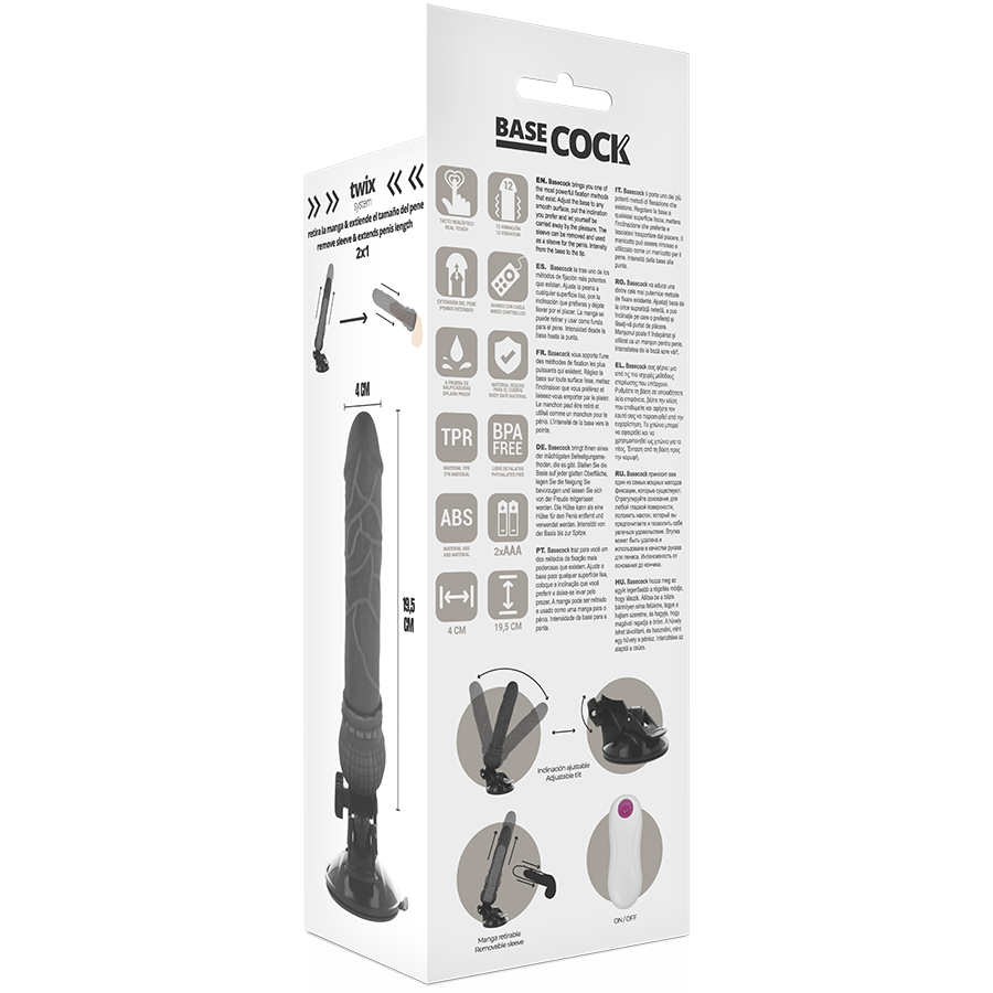 BASECOCK - REALISTISCHER NATÜRLICHER FERNBEDIENUNGSVIBRATOR 19.5 CM -O- 4 CM