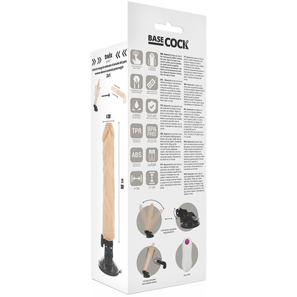 BASECOCK - REALISTISCHER VIBRATOR MIT FERNBEDIENUNG NATURWEISS 21 CM -O- 4 CM