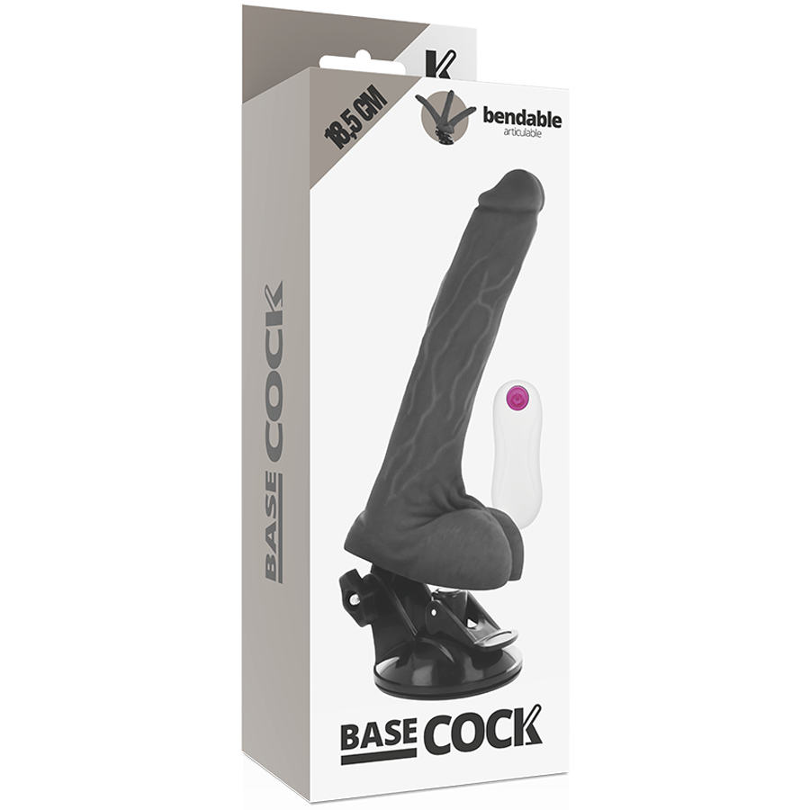 BASECOCK - ARTIKULIERBARER VIBRATOR NATÜRLICH FERNBEDIENUNG 18.5 CM -O- 4 CM