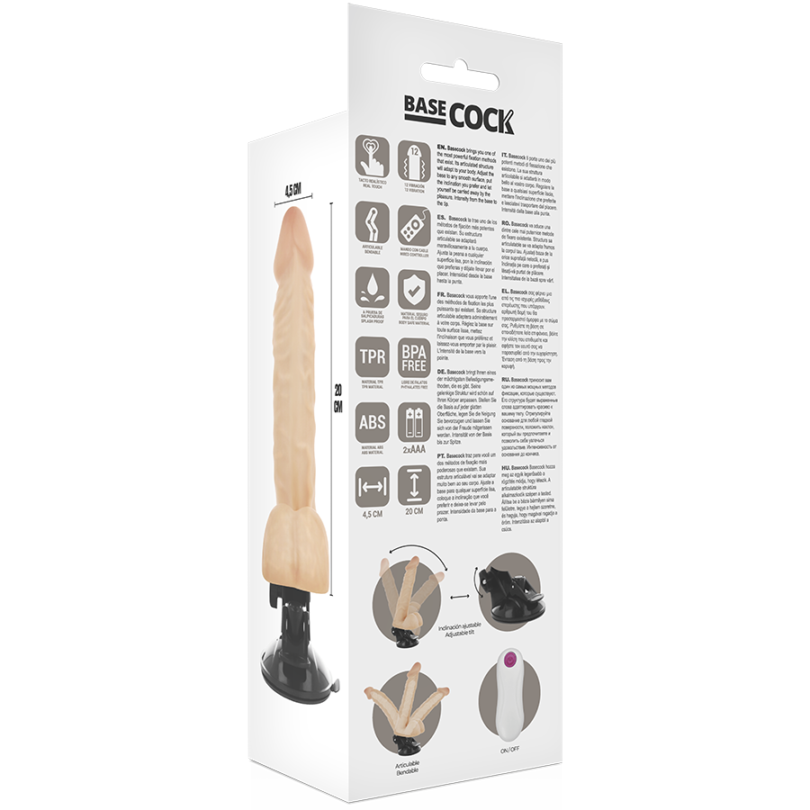 BASECOCK - ARTIKULIERBARER VIBRATOR NATÜRLICH FERNBEDIENUNG 20 CM -O- 4.5 CM