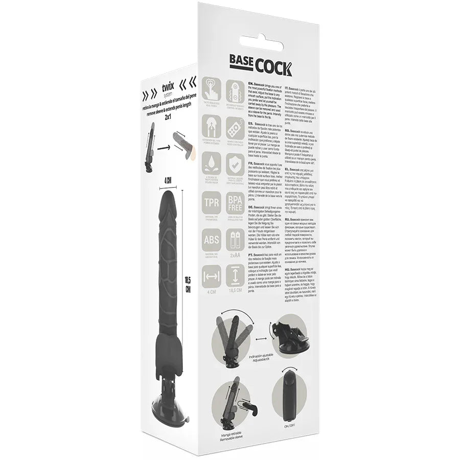 BASECOCK - REALISTISCHER NATÜRLICHER VIBRATOR MIT FERNBEDIENUNG 18.5 CM -O- 4CM - Vanelion Paradise