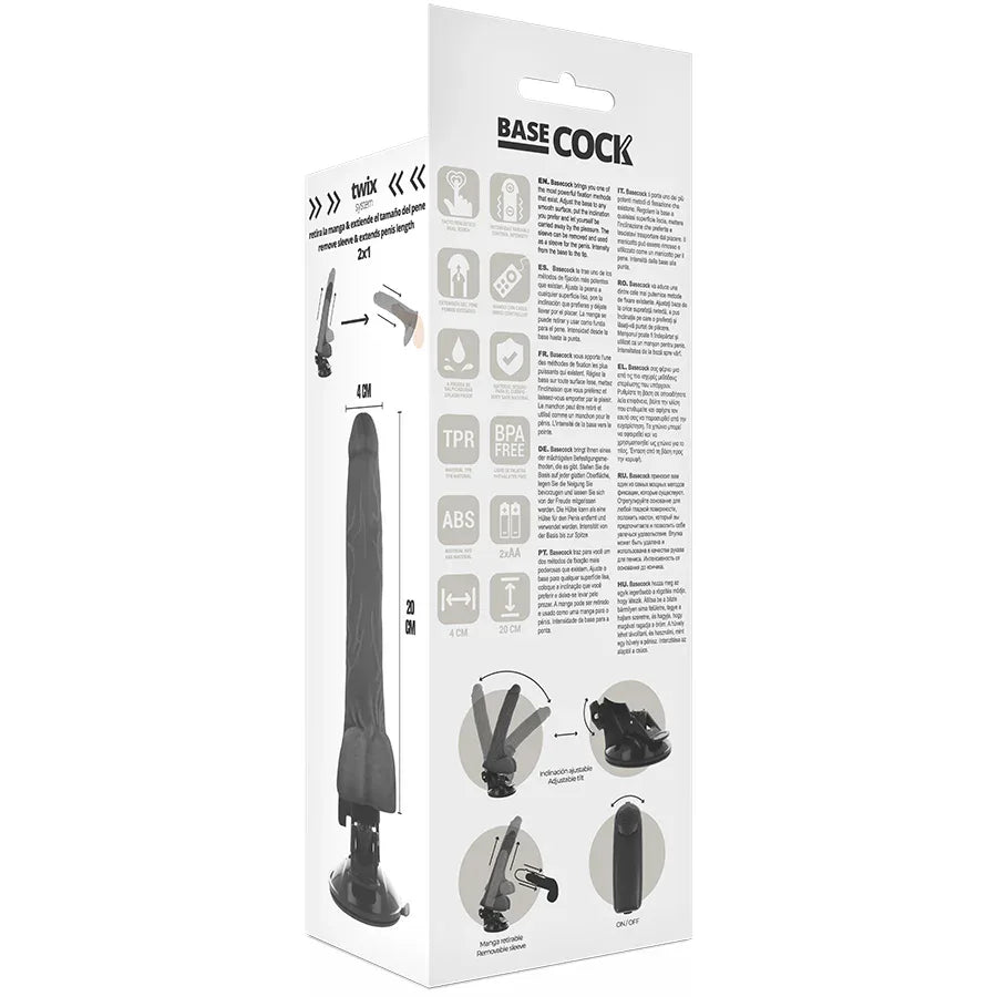 BASECOCK - REALISTISCHER VIBRATOR MIT FERNBEDIENUNG MIT HODEN 20 CM -O- 4 CM - Vanelion Paradise