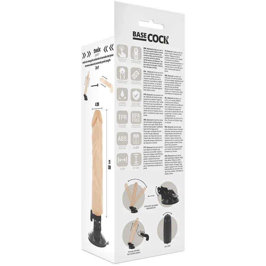 BASECOCK - REALISTISCHER VIBRATOR MIT FERNBEDIENUNG NATÜRLICHER 21 CM -O- 4 CM - Vanelion Paradise