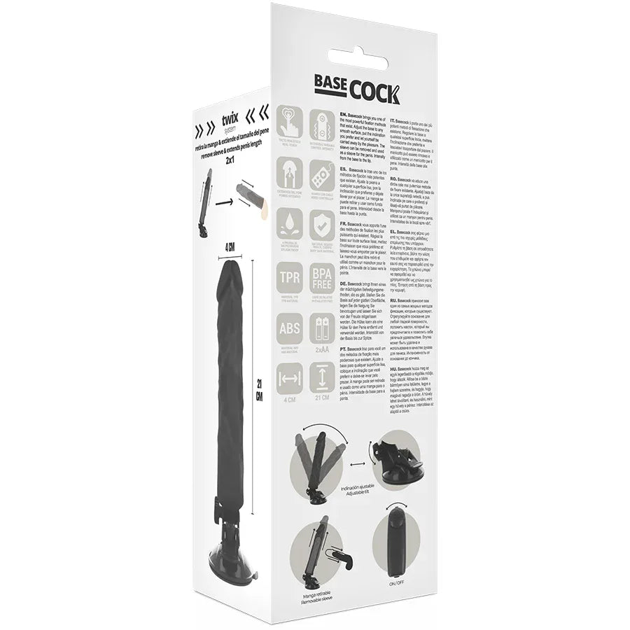 BASECOCK - REALISTISCHER VIBRATOR MIT FERNBEDIENUNG NATÜRLICHER 21 CM -O- 4 CM - Vanelion Paradise