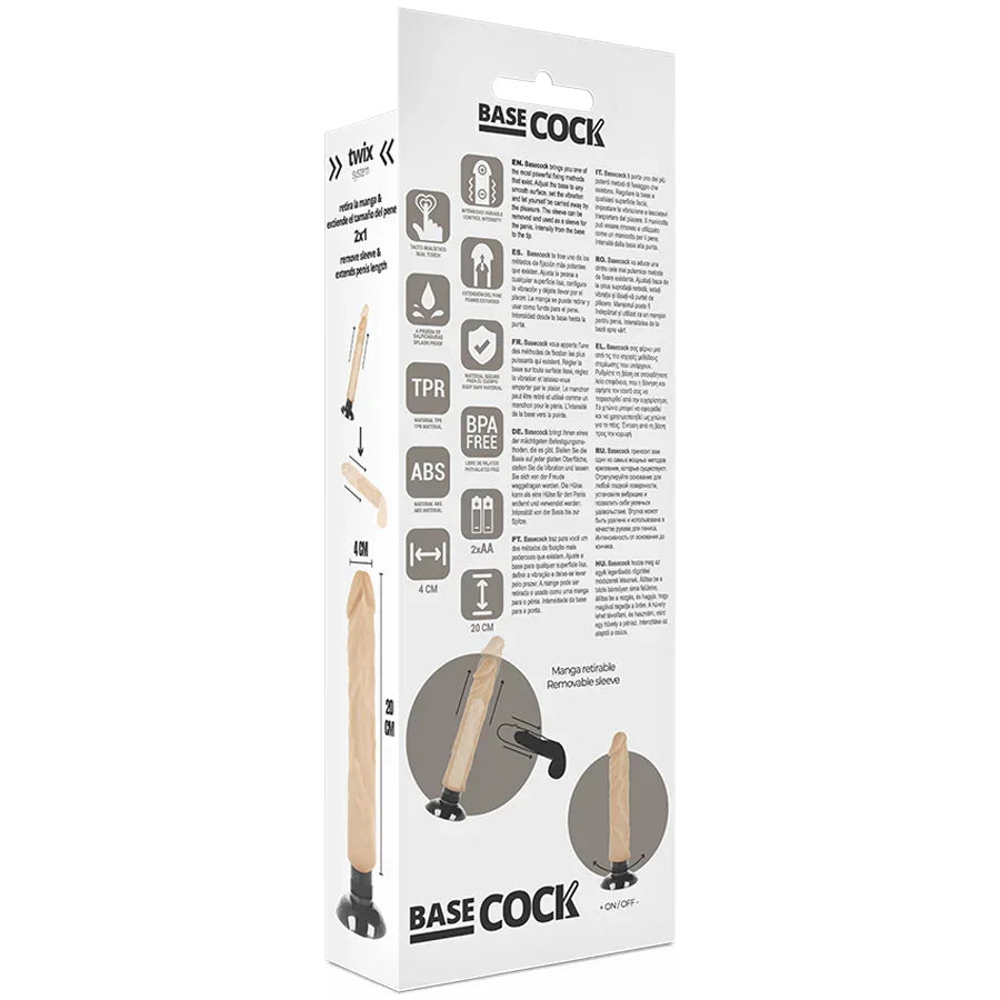 BASECOCK - REALISTISCHER VIBRATOR 2-1 NATÜRLICH 20 CM -O- 4 CM - Vanelion Paradise