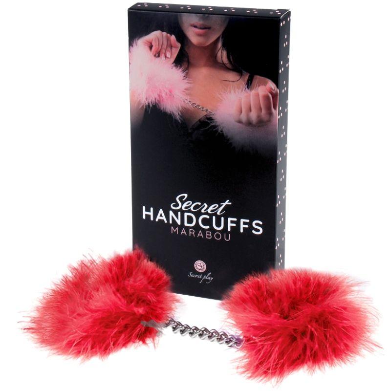 SECRETPLAY - ROTE MARABOU-HANDSCHELLEN