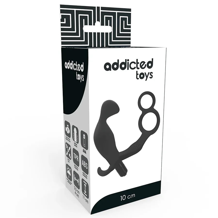 ADDICTED TOYS - ANALPLUG MIT DOPPELTEM PENISRING UND HODEN SCHWARZ - Vanelion Paradise