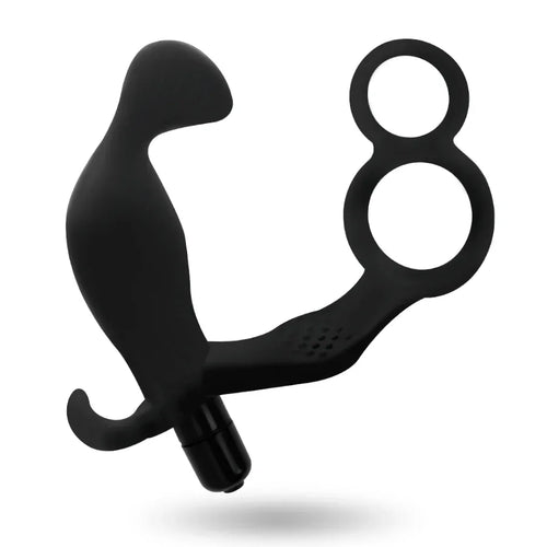 ADDICTED TOYS - ANALPLUG MIT DOPPELTEM PENISRING UND HODEN SCHWARZ - Vanelion Paradise