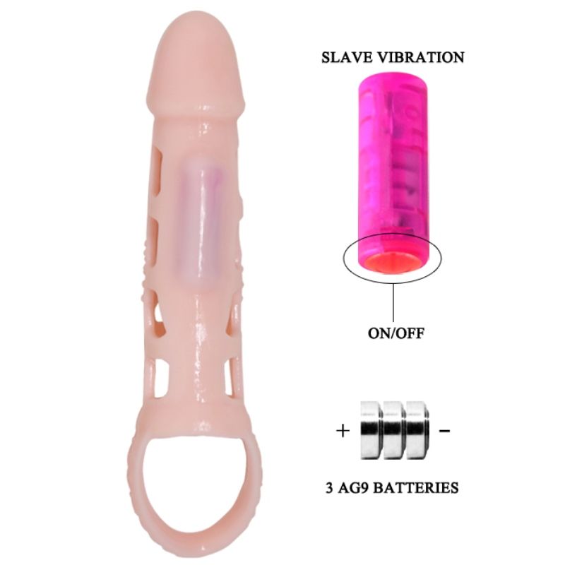 BAILE - PENIS EXTENDER COVER MIT VIBRATION UND NATÜRLICHEM GURT 13.5 CM