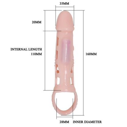 BAILE - PENIS EXTENDER COVER MIT VIBRATION UND NATÜRLICHEM GURT 13.5 CM