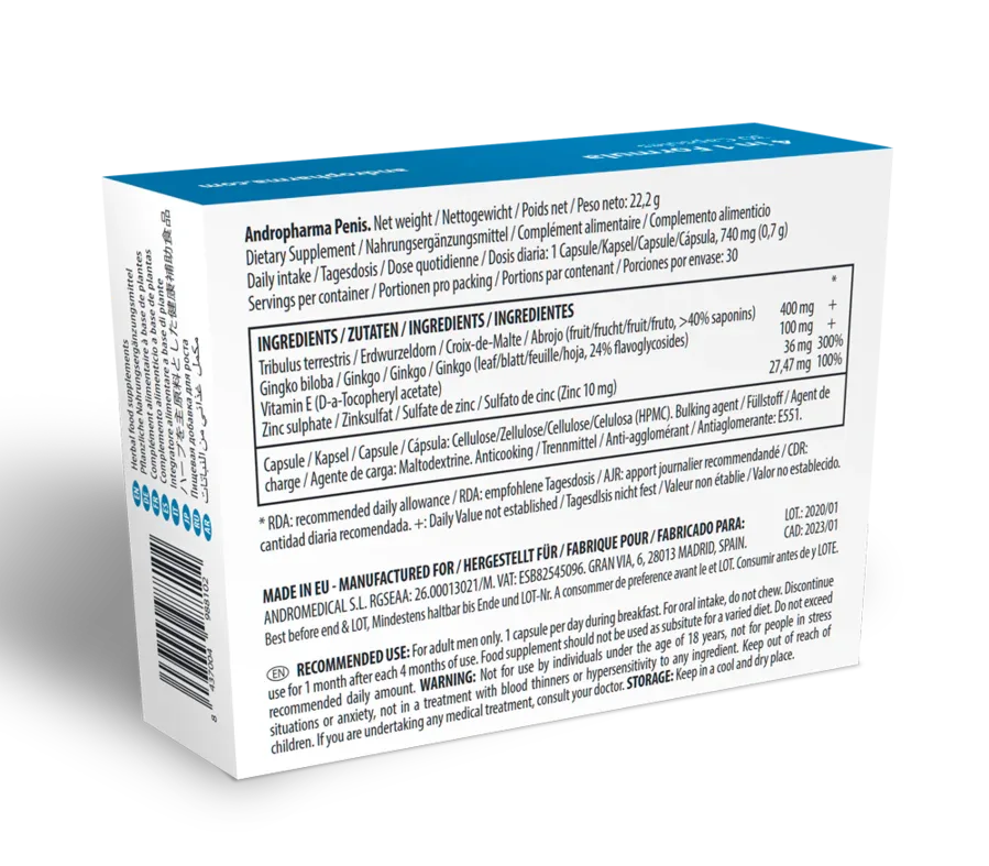 ANDROPHARMA PENIS - Effektives Penisvergrößerung Ergänzungsmittel für mehr Volumen - Vanelion Paradise